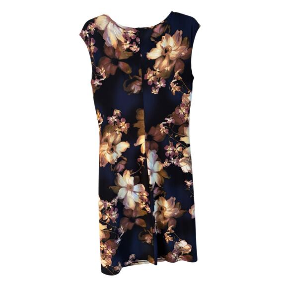 Ralph Lauren Dress Womens Blue Sleeveless Floral Print V Neck Faux Wrap 12 - Picture 1 of 6